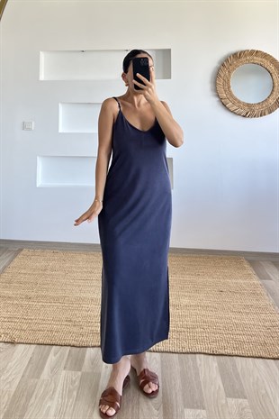 Lacivert Oysho Kumaş Modal  Ayarlanabilir Askılı Elbise uygun fiyatlarda www.butikhola.com adresinde