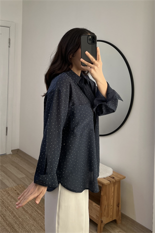 Lacivert Taşlı Tensel Gömlek uygun fiyatlarda www.butikhola.com adresinde