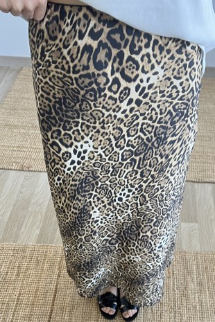 Leopar Desenli Beli Lastikli Modal Etek uygun fiyatlarda www.butikhola.com adresinde
