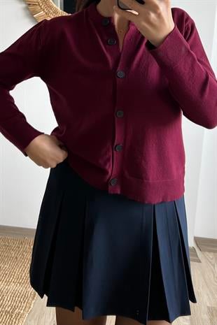 Md Bordo Yumuşak Dokulu Hırka  uygun fiyatlarda www.butikhola.com adresinde