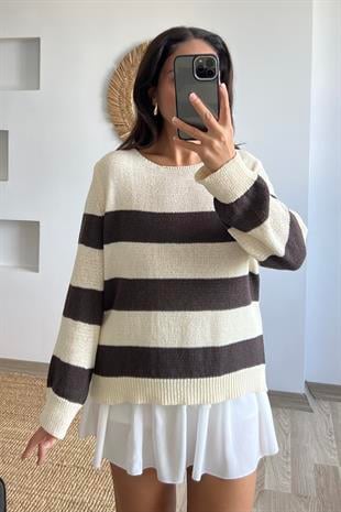 MD Kahverengi Şeritli Merserize Triko uygun fiyatlarda www.butikhola.com adresinde