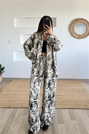 Premium Animal Print Gömlek Pantolon Takım uygun fiyatlarda www.butikhola.com adresinde