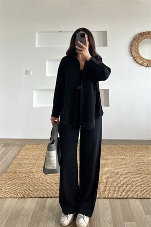 Siyah Gömlek Pantolon Takım uygun fiyatlarda www.butikhola.com adresinde