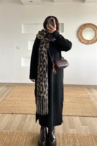 Siyah Yumuşak Dokulu Triko Elbise uygun fiyatlarda www.butikhola.com adresinde