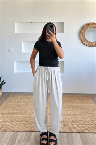 Taş Rengi Paçası Düğmeli Oys Modal Balloon Pantolon uygun fiyatlarda www.butikhola.com adresinde