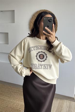 Vintage Baskılı Sweatshirt uygun fiyatlarda www.butikhola.com adresinde