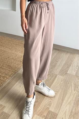 Vizon Beli Lastikli Şalvar Pantolon uygun fiyatlarda www.butikhola.com adresinde