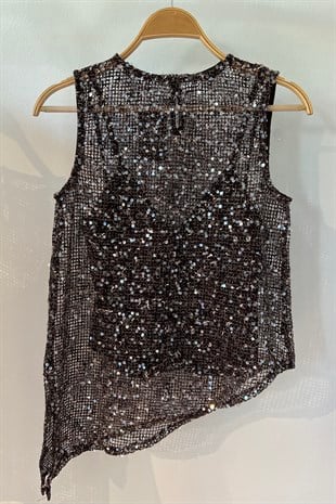 Zr Acı Kahve Pullu File Bluz uygun fiyatlarda www.butikhola.com adresinde