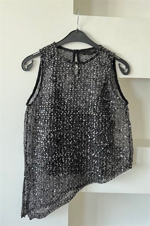 Zr Siyah Pullu File Bluz uygun fiyatlarda www.butikhola.com adresinde