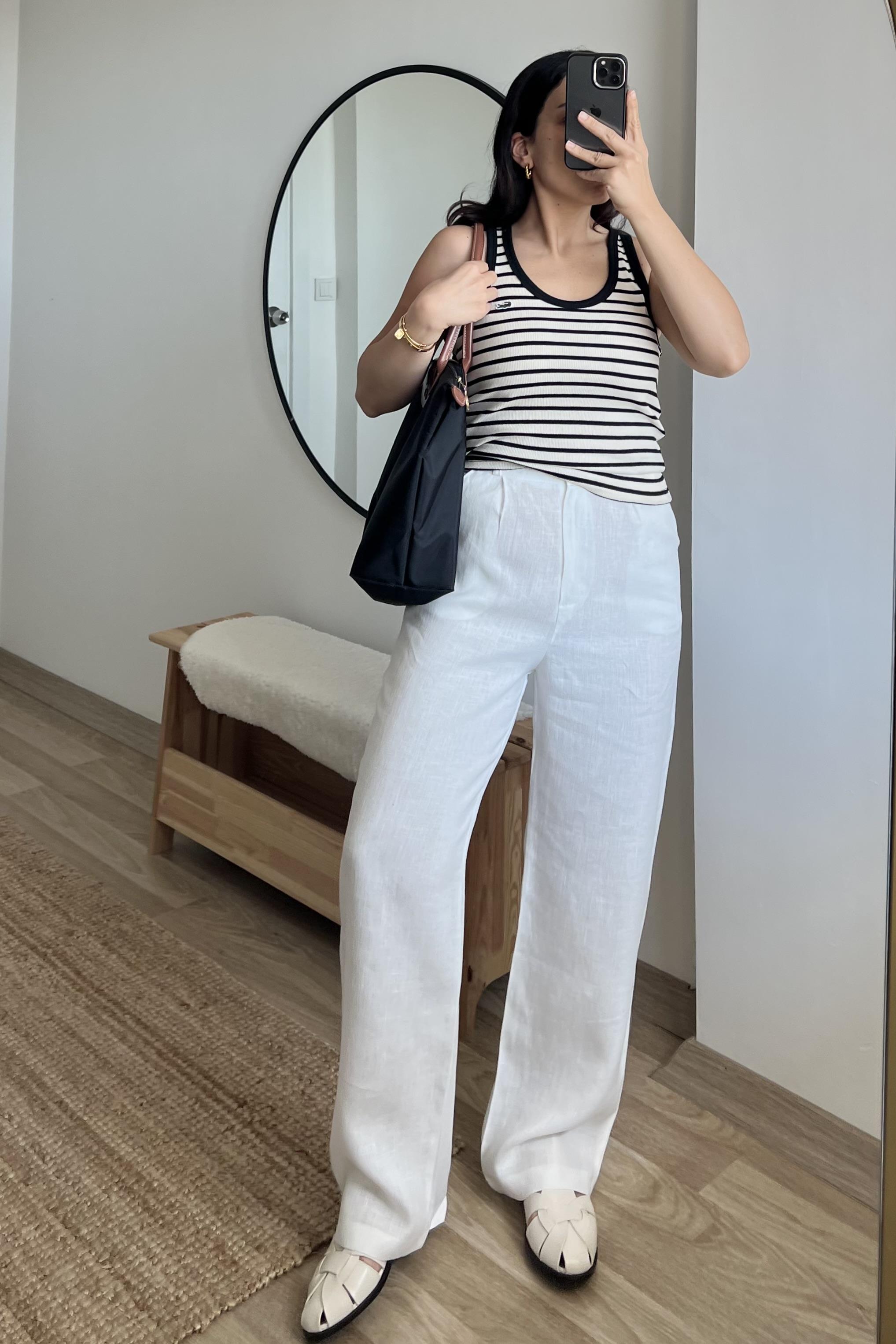 Beyaz Ham Keten Düz Kesim Pantolon uygun fiyatlarda www.butikhola.com adresinde