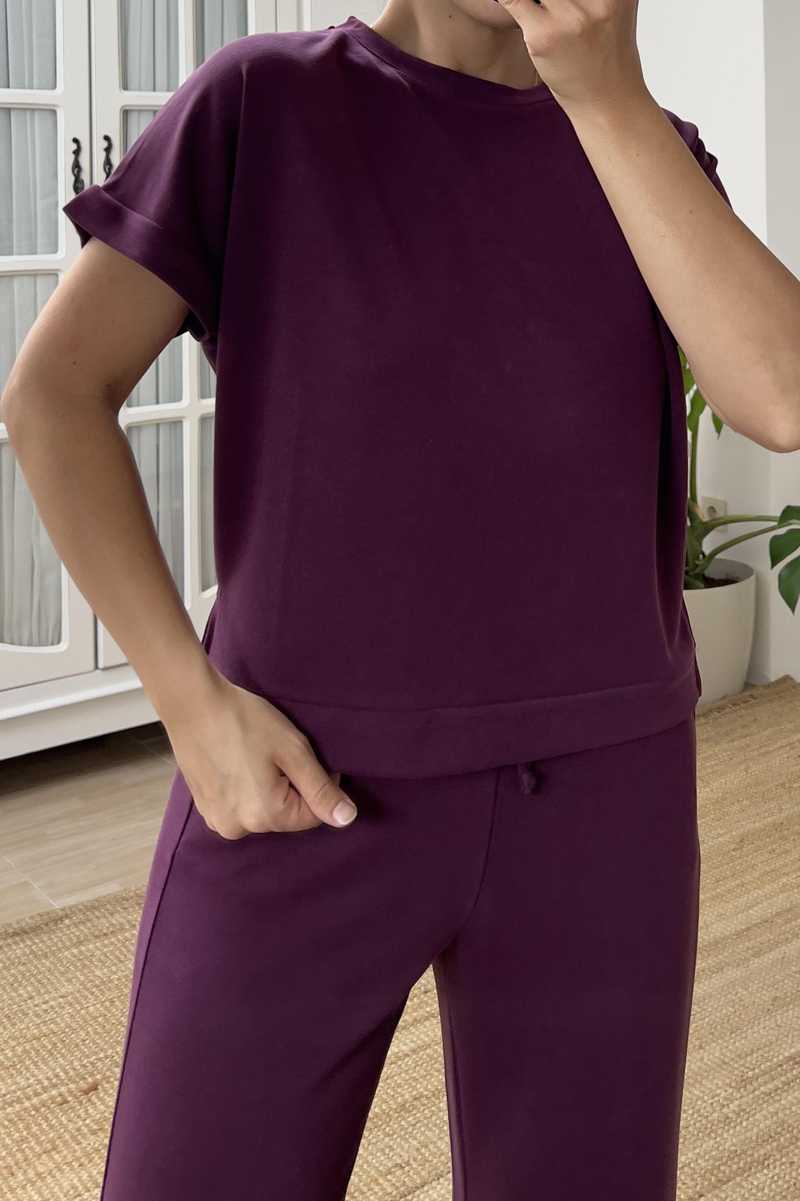 Bordo Oysho Kumaş Modal Tshirt Pantolon Takım uygun fiyatlarda www.butikhola.com adresinde