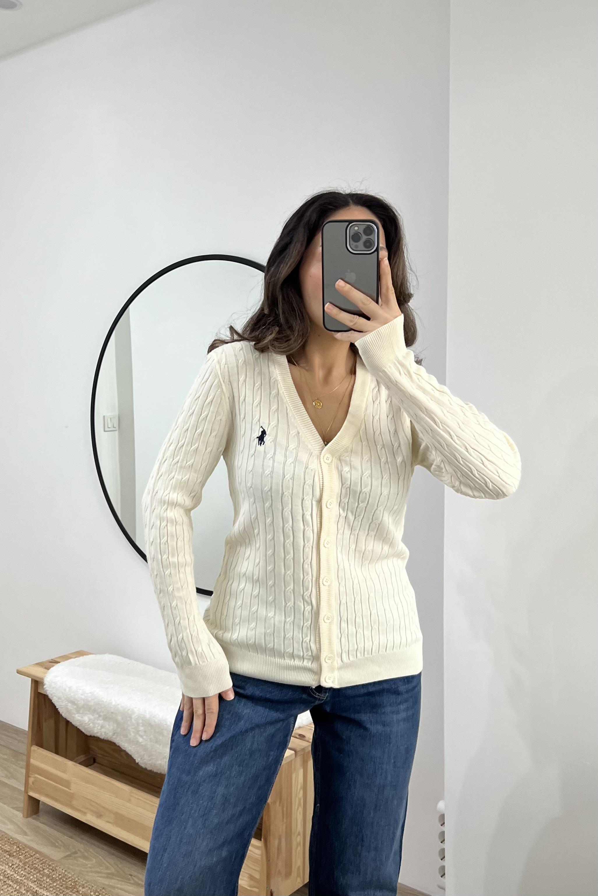 PRL Taş Rengi Saç Örgülü Hırka uygun fiyatlarda www.butikhola.com adresinde