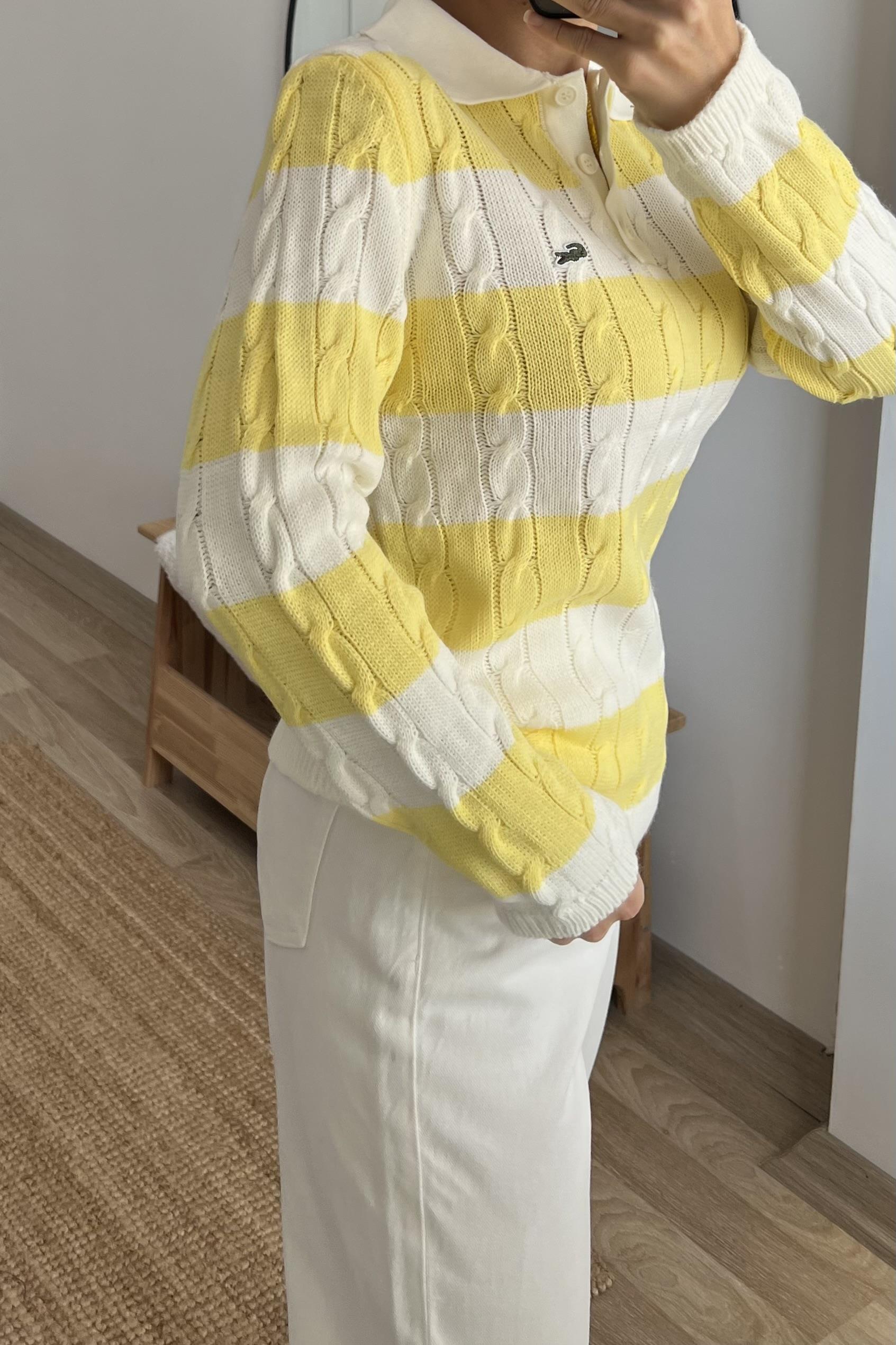 Sarı Şeritli Polo Yaka Triko uygun fiyatlarda www.butikhola.com adresinde