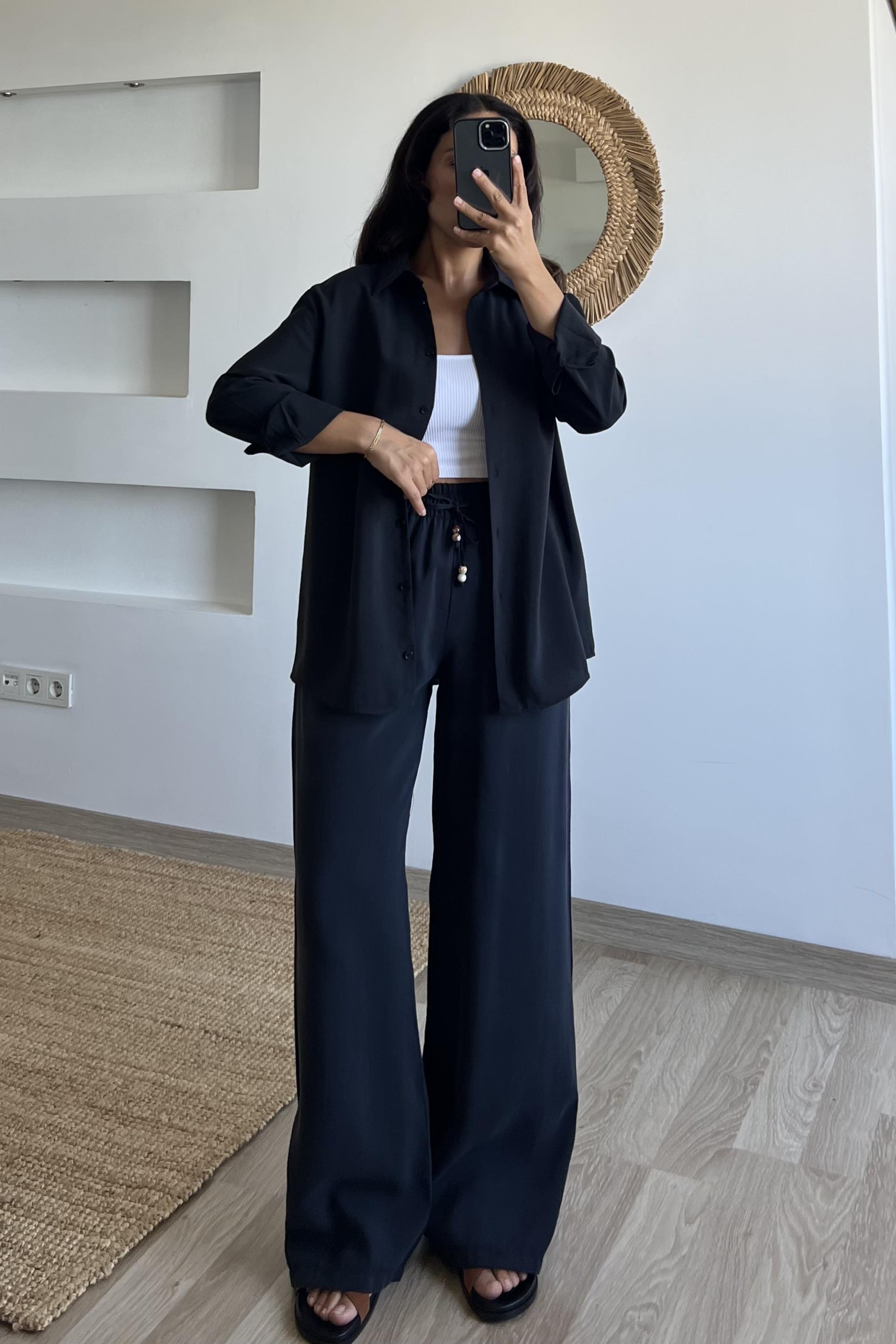 Siyah Modal Premium Gömlek Pantolon Takım uygun fiyatlarda www.butikhola.com adresinde