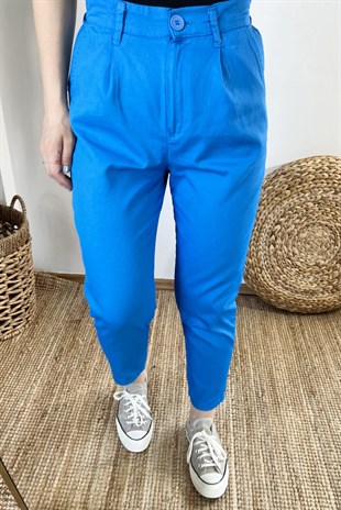 Mavi Beli Lastikli Gabardin Pantolon uygun fiyatlarda www.butikhola.com adresinde