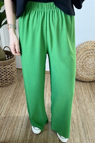 Yeşil Beli Lastikli Bol Paça Pantolon uygun fiyatlarda www.butikhola.com adresinde