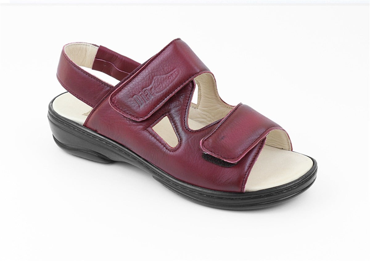 ORTOPEDiK DİYABETİK KADIN SANDALET BORDO DİA 020