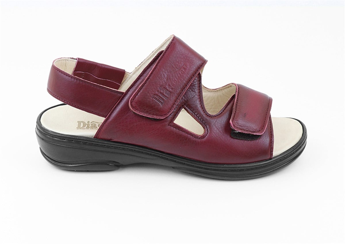 ORTOPEDiK DİYABETİK KADIN SANDALET BORDO DİA 020