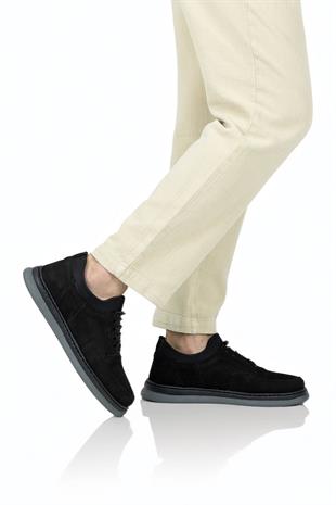Dia Ortopedik Casual Süet Erkek Ayakkabı Siyah-Gri