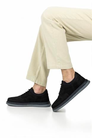 Dia Ortopedik Casual Süet Erkek Ayakkabı Siyah-Gri