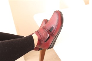 Burgundy Diabetic Orthopedic For Women Casual Shoes