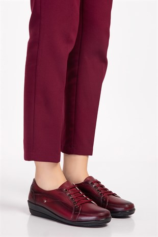 Burgundy Diabetic Orthopedic For Women Walking Shoes