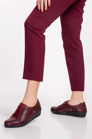 Burgundy Diabetic Orthopedic For Women Walking Shoes