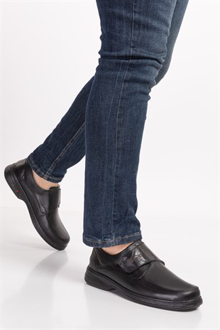 Black Diabetic Orthopedic For Men Walking Shoes