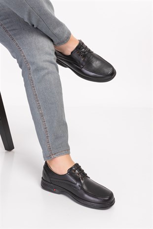 Black Diabetic Orthopedic Mens Walking Shoes