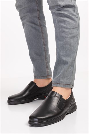 Black Diabetic Orthopedic For Mens Walking Shoes