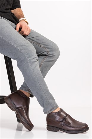 Dark Brown Diabetic Orthopedic For Men Boots