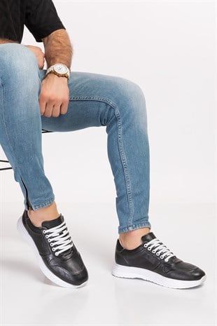 Black Diabetic Orthopedic Mens Sport Shoes