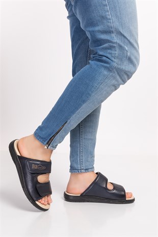 Navy Blue Diabetic Orthopedic For Men Slipper