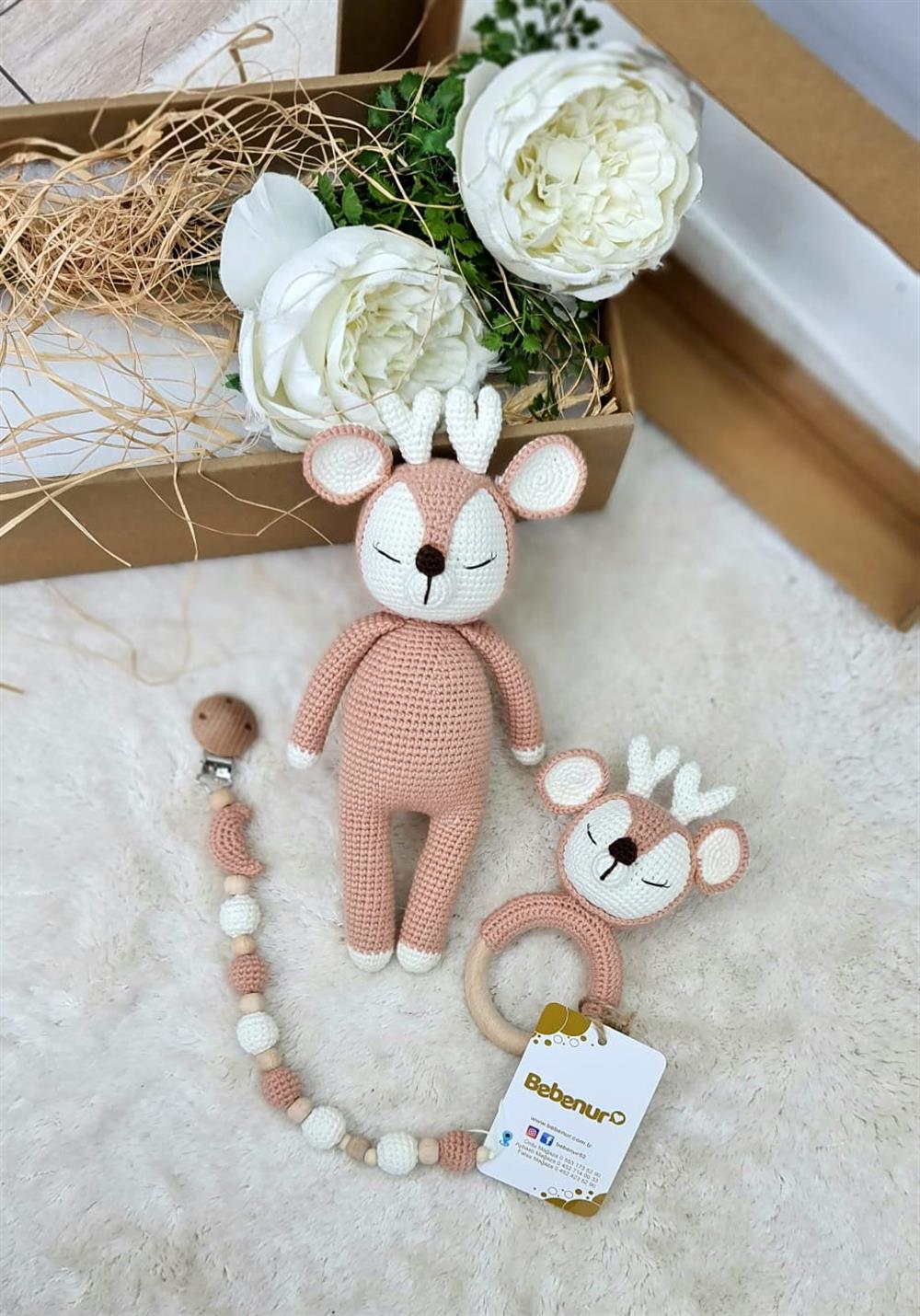 3 lü AMİGURUMİ SEVİMLİ GEYİK SET 