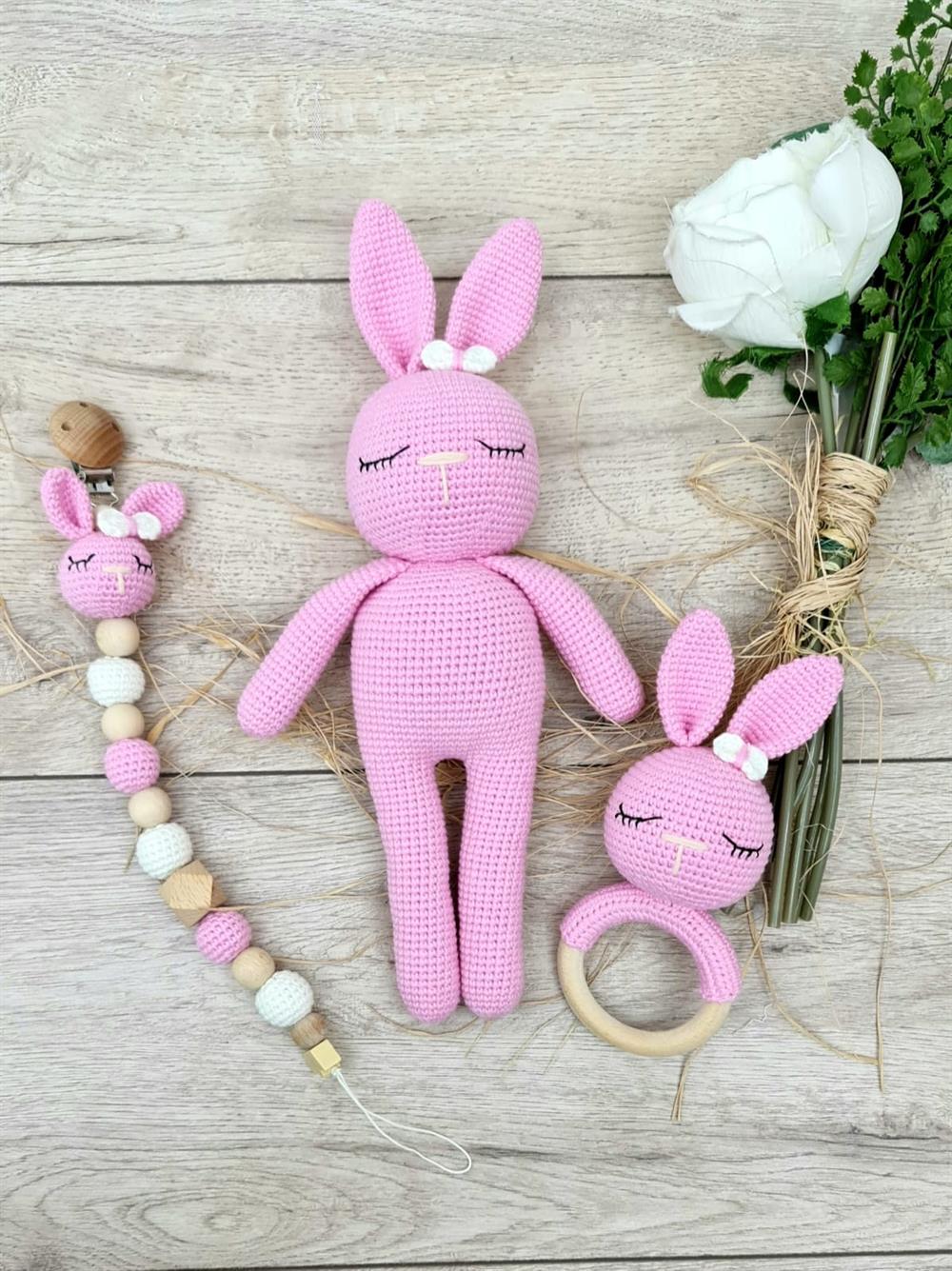 3 lü AMİGURUMİ TAVŞAN(BONCUKLU) SET 