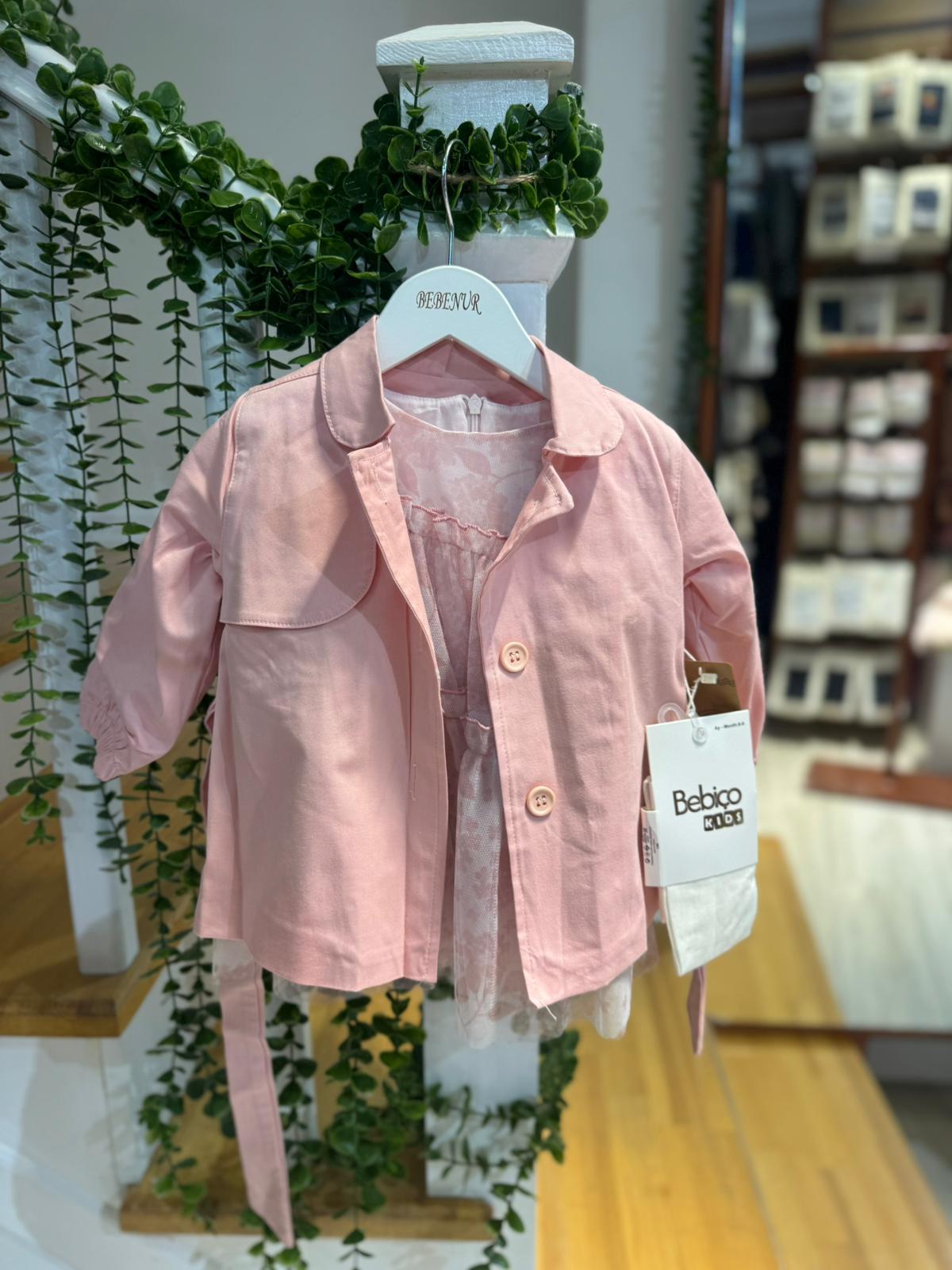 5415 PEMBE 6-24 AY  TRENÇLİ 3 LÜ TAKIM