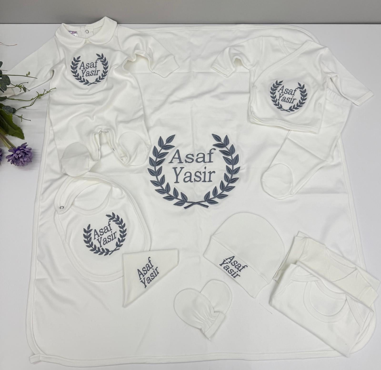 BEYAZ BİYELİ ÇELENK DESEN 2  NAKIŞLI 10 LU SET 