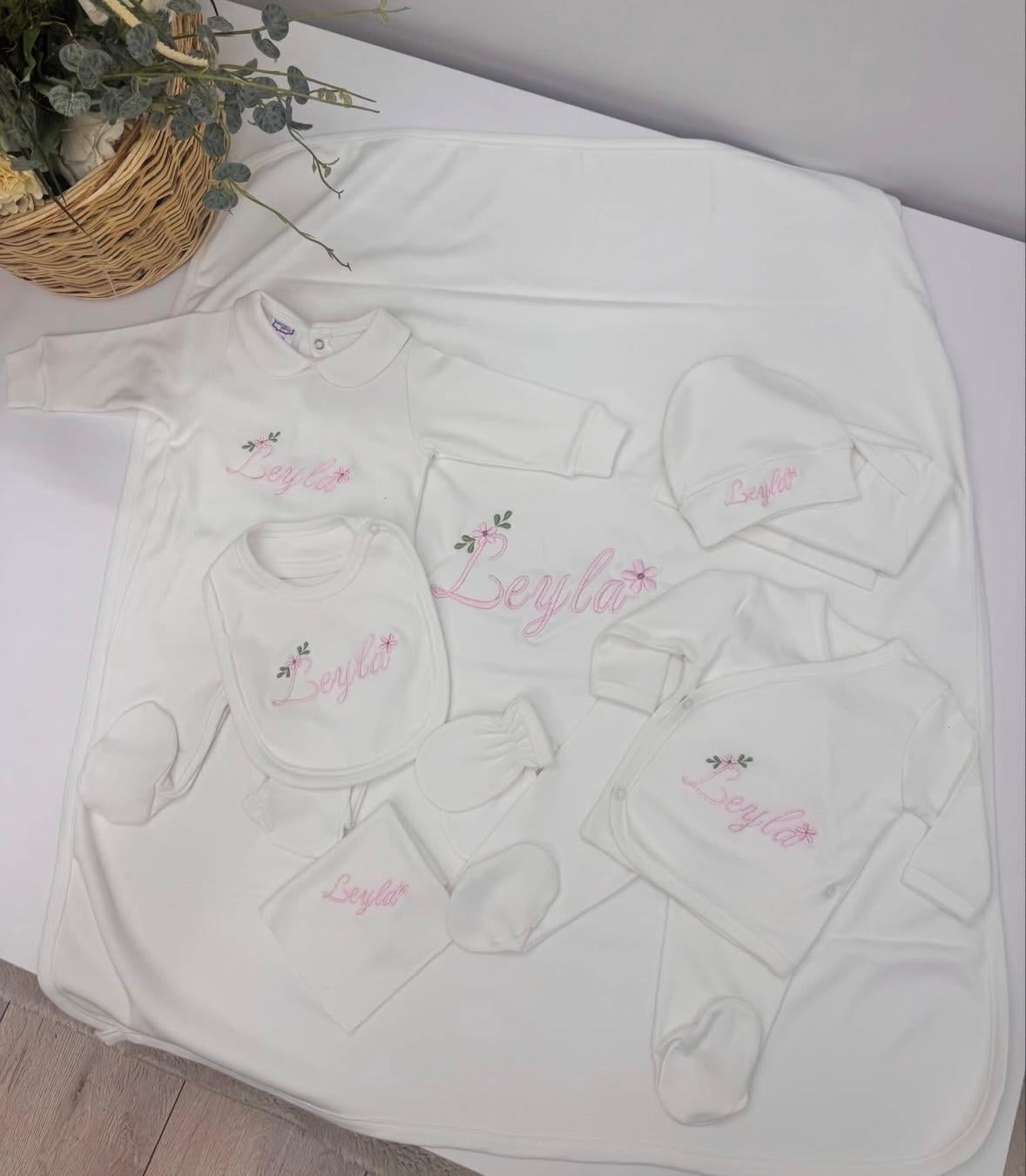 BEYAZ BİYELİ ÇİÇEK  NAKIŞLI 10 LU SET 