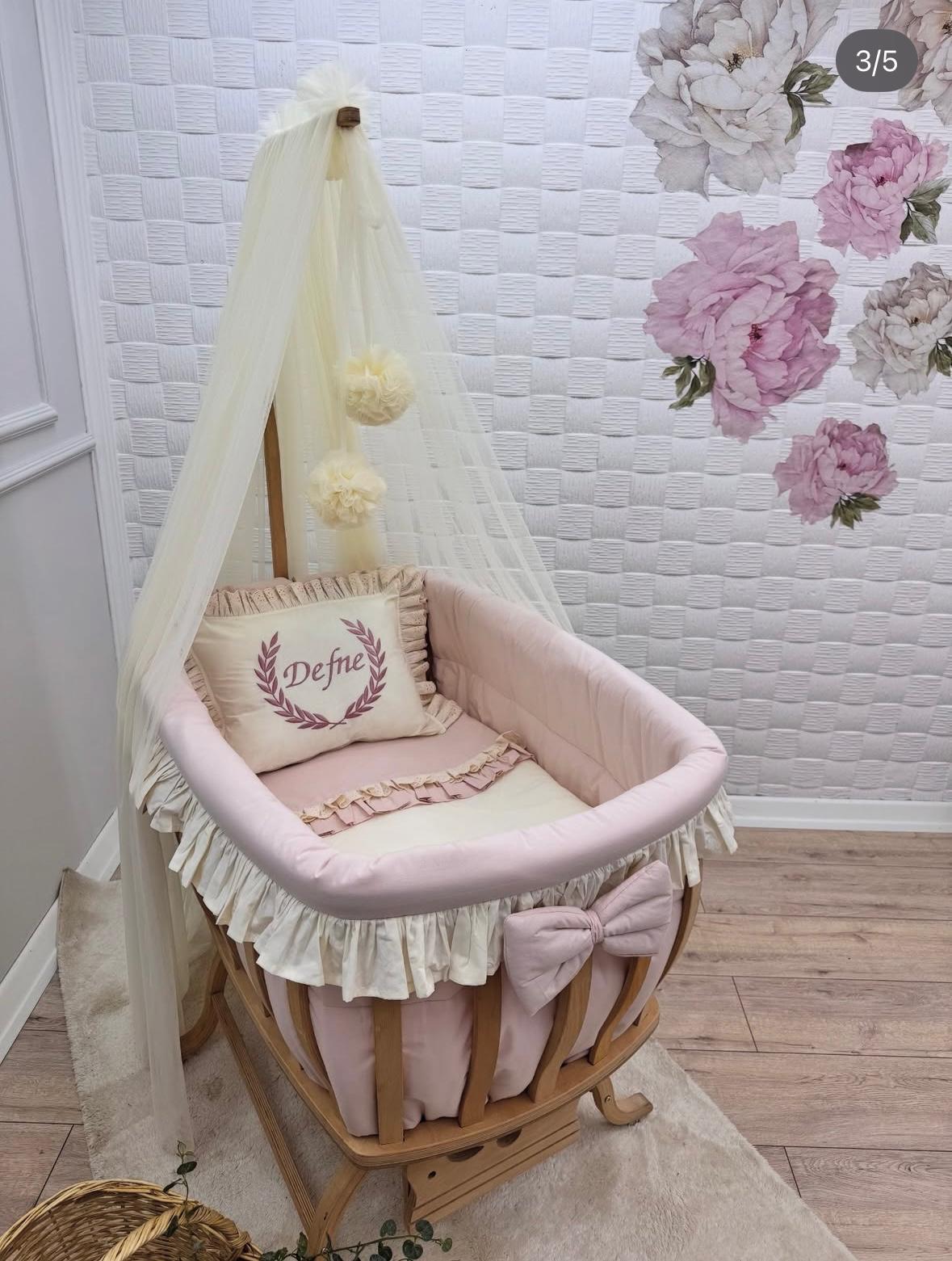 ELEGANT AÇIK PUDRA KREM  FIRFIRLI SEPET BEŞİK TEKSTİLİ 