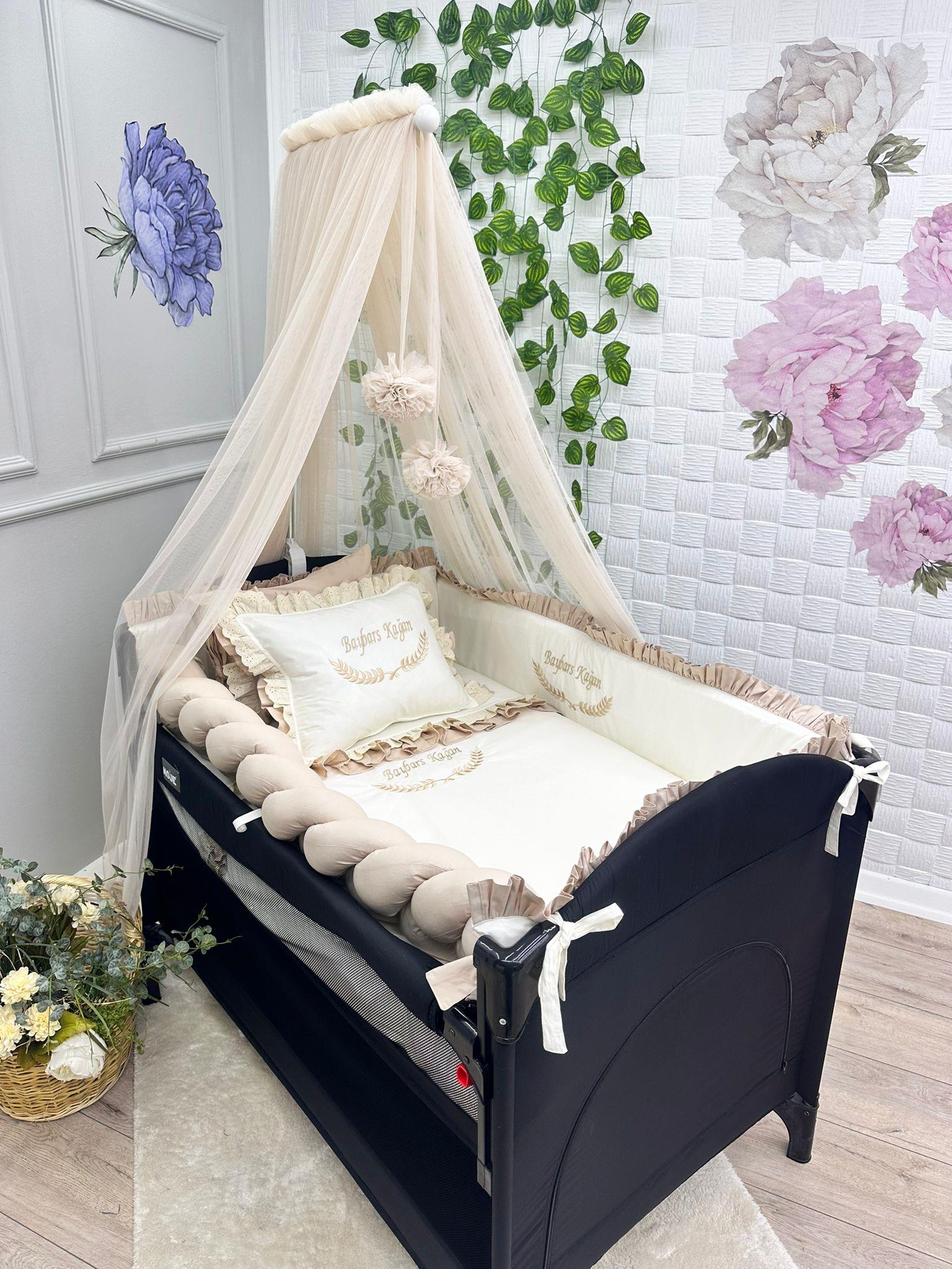ELEGANT BEJ KREM FIRFIRLI PARK BEŞİK UYKU SETİ 