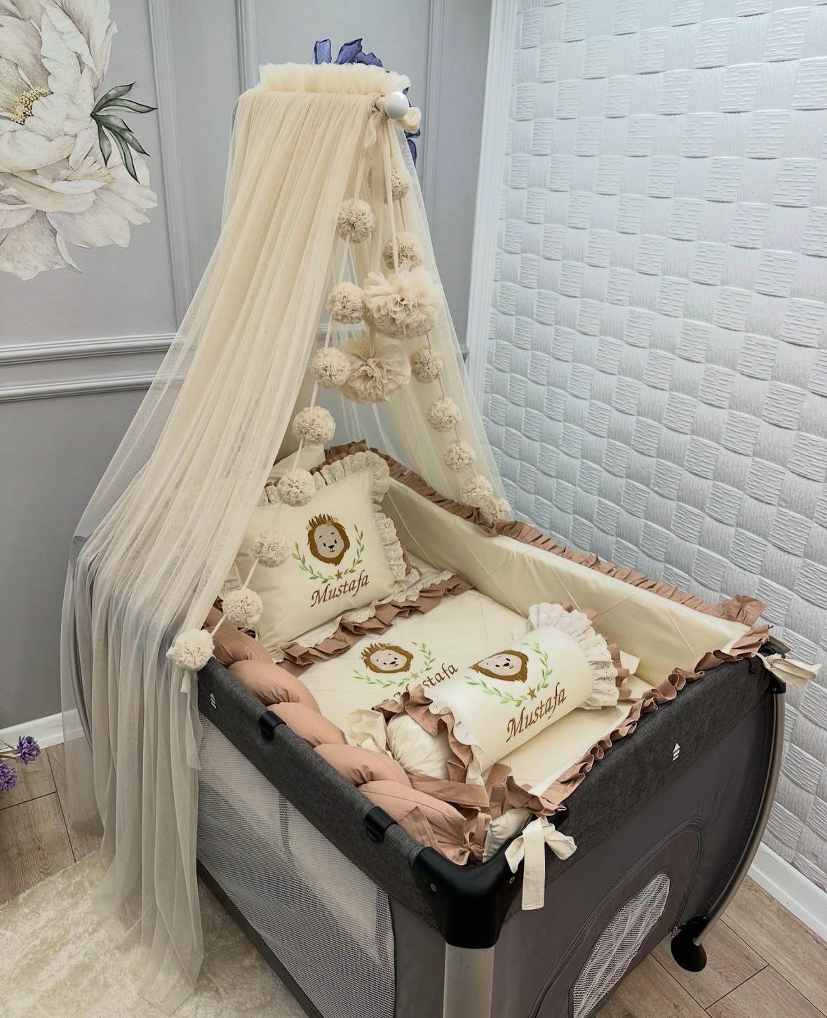 ELEGANT VANİLYA  KAHVE FIRFIRLI PARK BEŞİK UYKU SETİ 