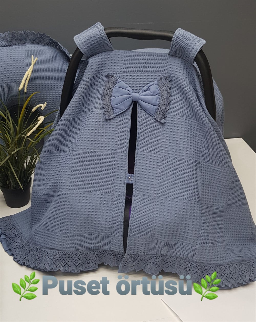 İNDİGO PİKE FIRFIRLI DANTELLİ PUSET ÖRTÜSÜ
