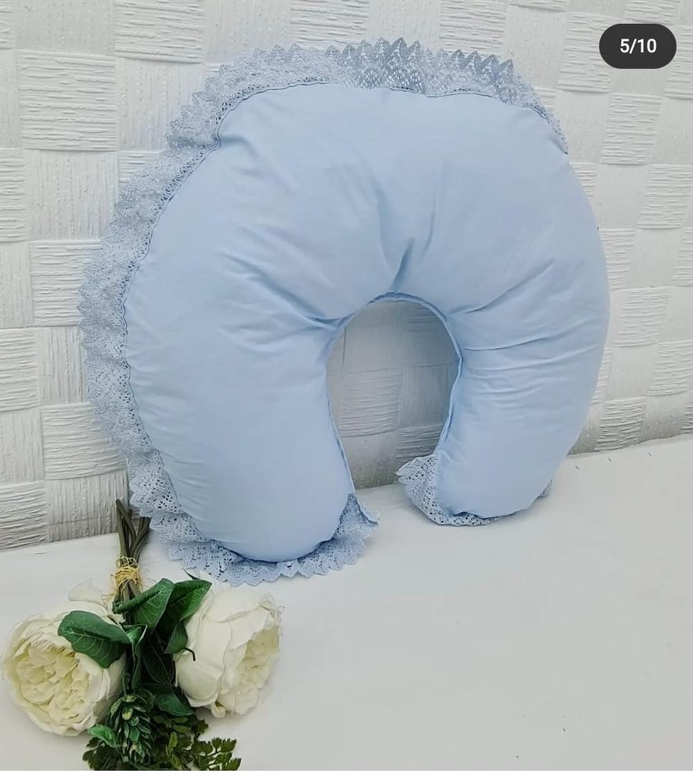 MAVİ DANTELLİ EMZİRME MİNDERİ