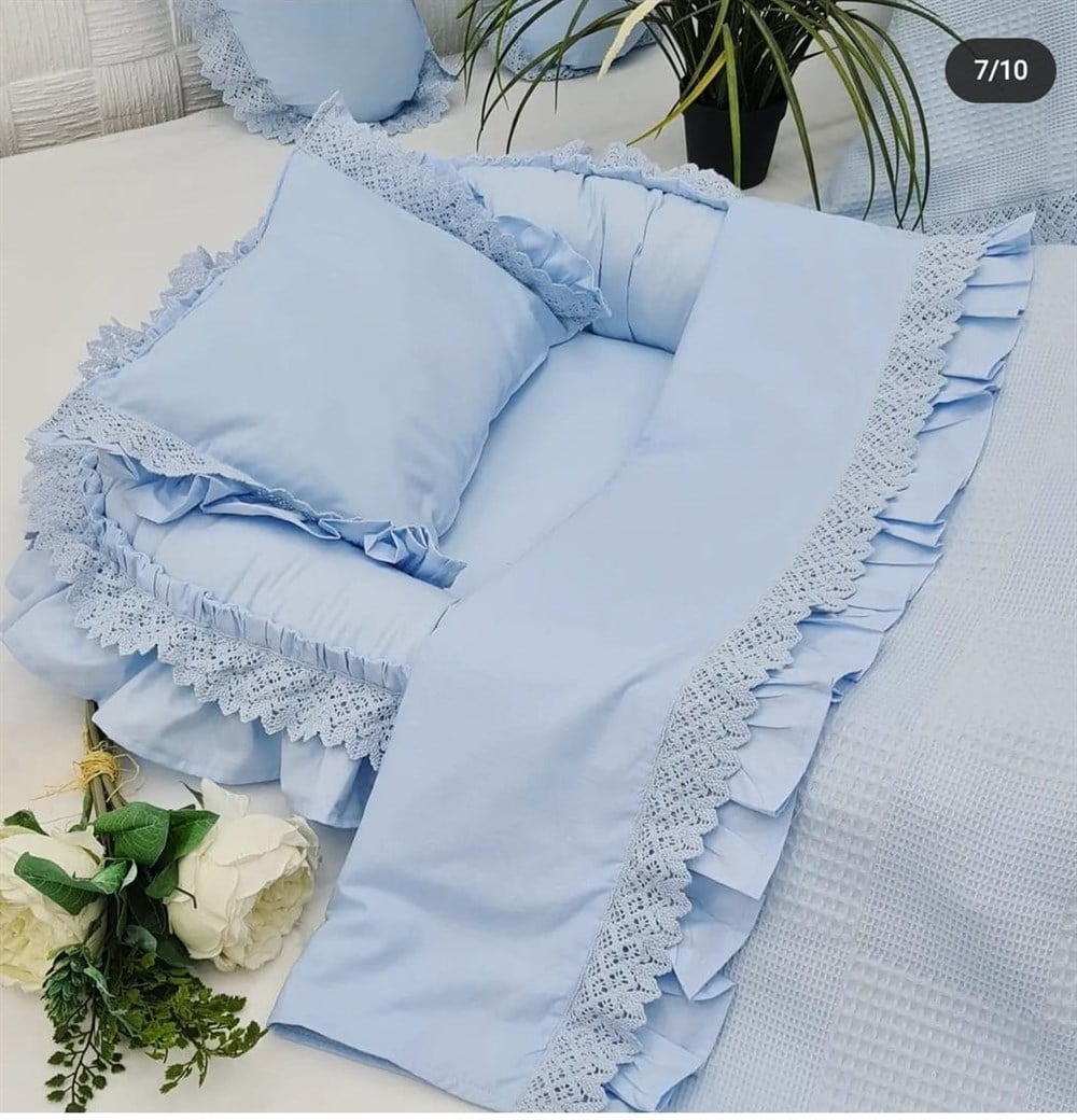 MAVİ PİKE FIRFIRLI DANTELLİ BATTANİYE