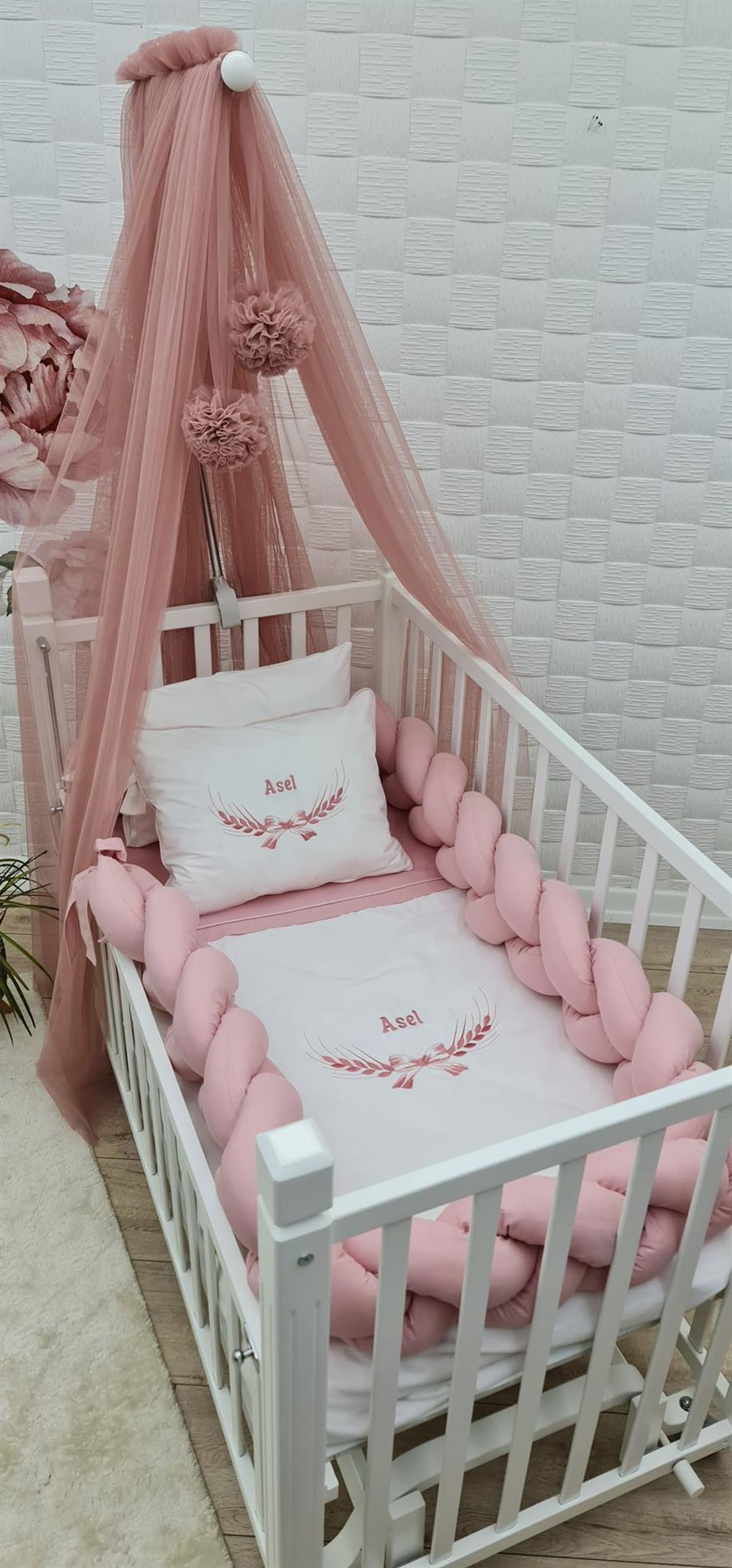 ÖRGÜ KORUMALI PEMBE UYKU SETİ 