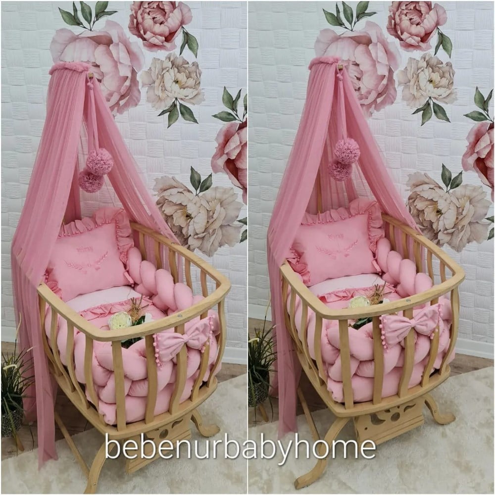 PEMBE ÖRGÜ KORUMALI  SEPET BEŞİK TEKSTİLİ FIRFIRLI 