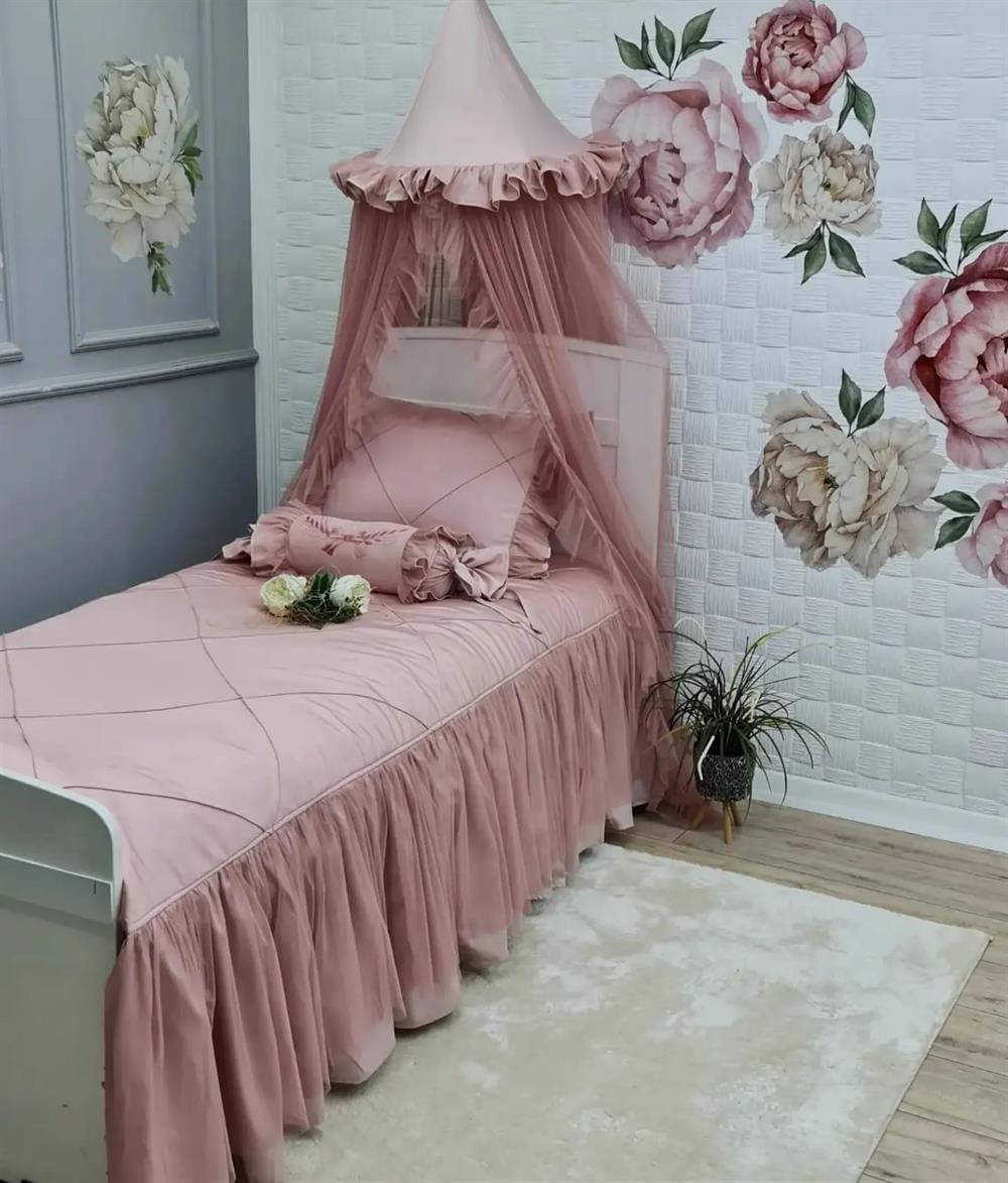 ROSELLA PUDRA TÜLLÜ TEK KİŞİLİK YATAK ÖRTÜSÜ