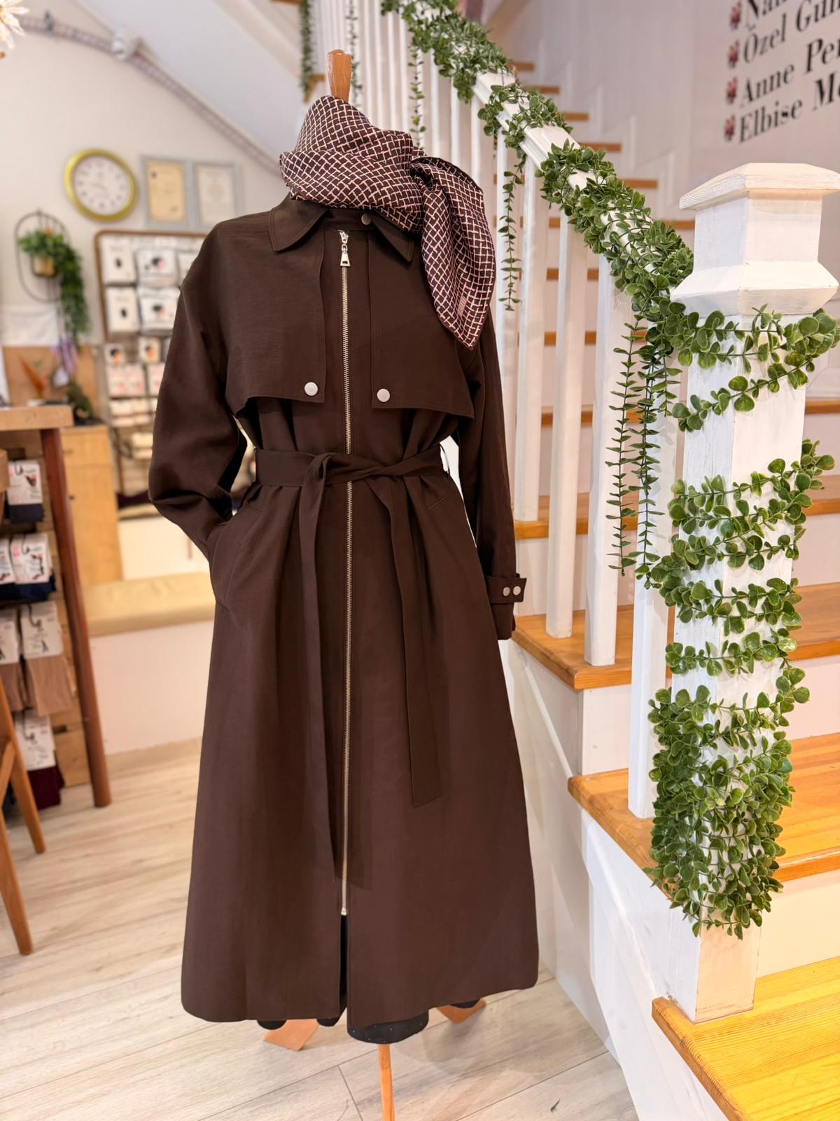 W27813 KAHVE TRENCH