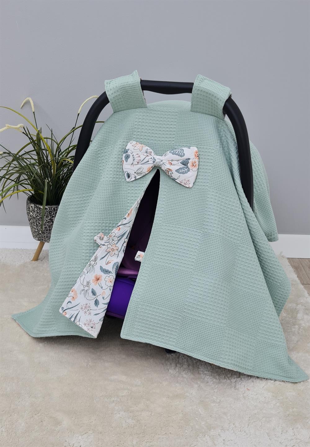 YEŞİL ÇİÇEKLER PUSET ÖRTÜSÜ 