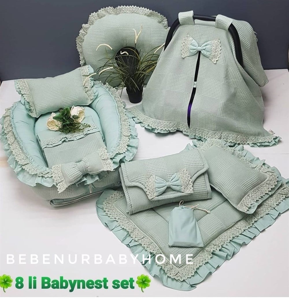 YEŞİL PİKE BABYNEST 8 Lİ SET 